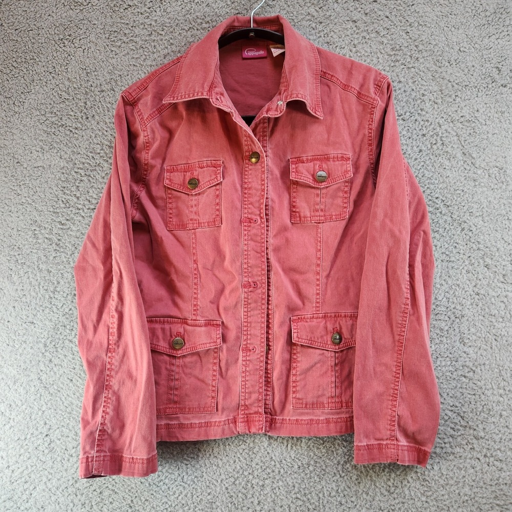 Pappagallo Jacket Women's Small Pink Cotton Stretch Long Sleeve Button Front